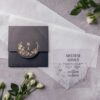 invitatii nunta transparente cu imprimare folio auriu pe plic
