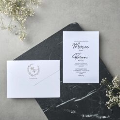 invitatii nunta simple albe cu plic inclus 22511.