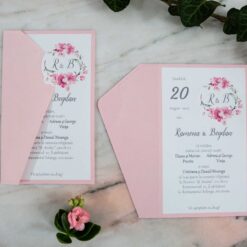 invitatii nunta roz vintage simple ieftine