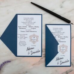 invitatii nunta vintage simple albastre