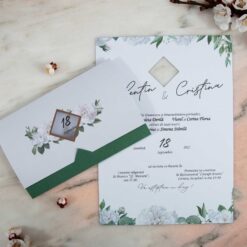 invitatii nunta ieftine flori verzi