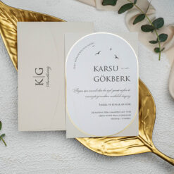 invitatii nunta crem cu auriu elegante simple