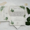 invitatii nunta vintage clasice simple cu motive florale verzi