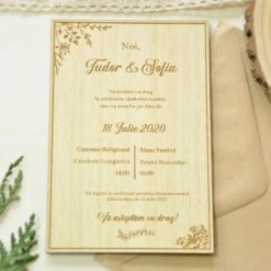 invitatie nunta lemn personalizata