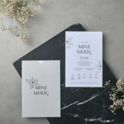invitatii nunta florale cu plic inclus gri pal 22506.