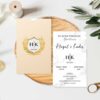 invitatii nunta cu fundal marmura si plic crem 6212.