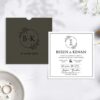 invitatii nunta simple cu plic verde inchis 6214.