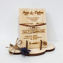 Invitatie nunta lemn personalizata M